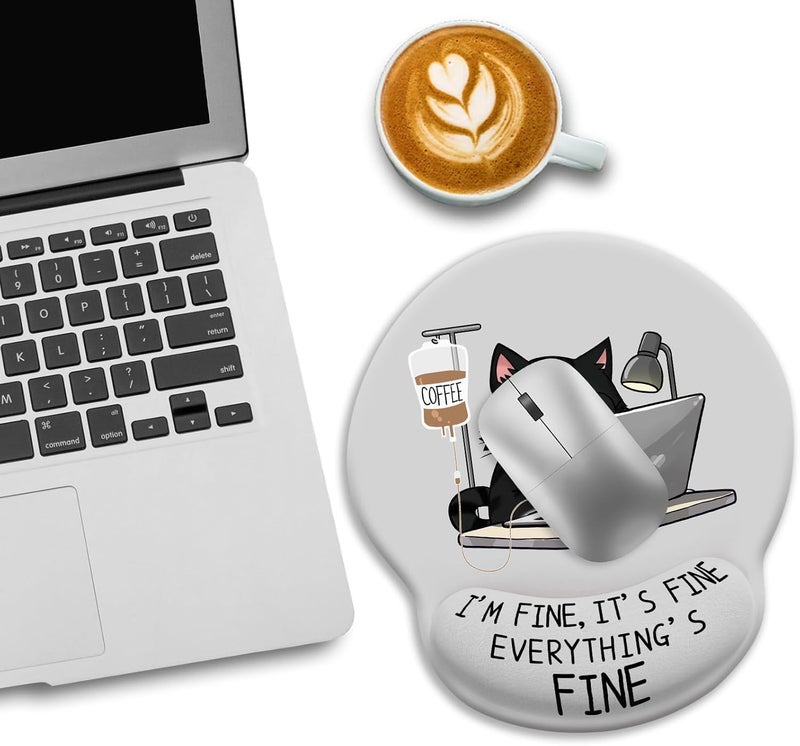 LIMKRIAN Cat Ergonomic Mouse Pad with Wrist Rest, Gaming Mouse Pad with Wrist Support, Funny Mouse Pads for Desk, Computer Mousepad with Non-Slip Pain Relief PU Base, Cute Office Desk Accessories - Image 3